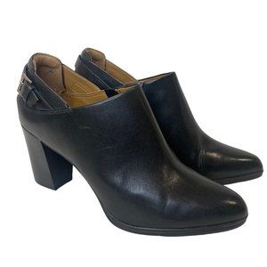 Clarks Heel Strap Booties Womens Size 11M Black Leather Side-Zipper